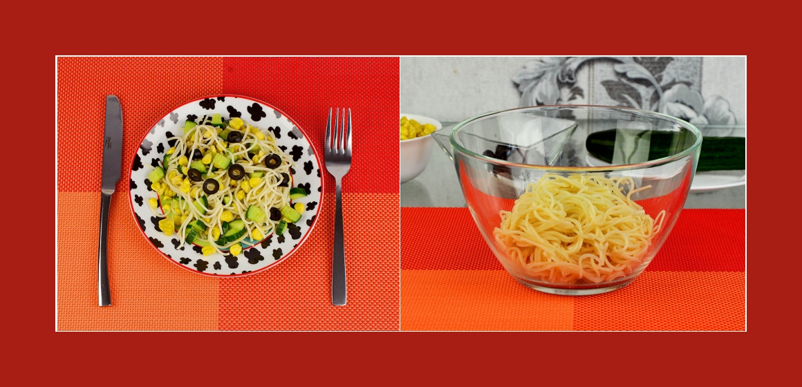 Spaghetti-Gurken-Maissalat
