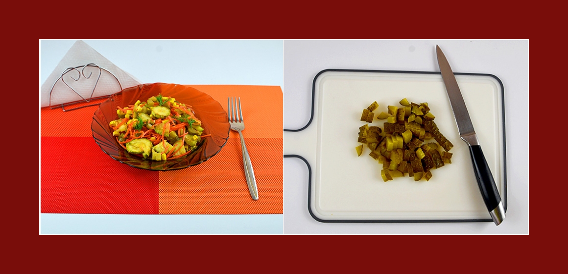 Gurken-Möhren-Zucchini-Salat mit Mais und Knoblauch