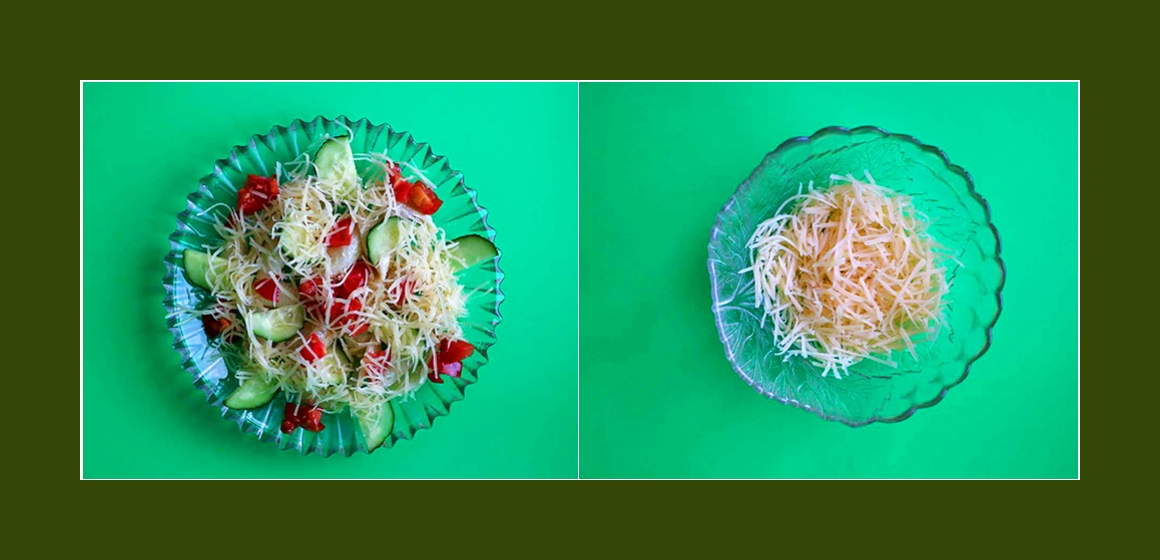 einfacher Salat mit Käse Gemüsesalat Nudelsalat