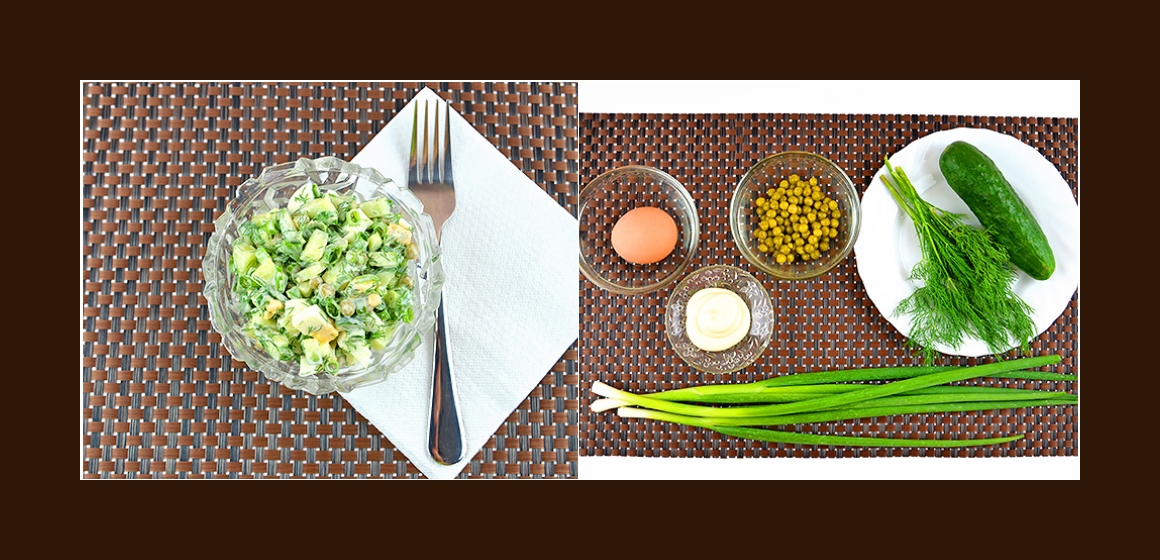 Frischer Gurken-Erbsen-Salat mit Eiern, Dill und Schnittlauch