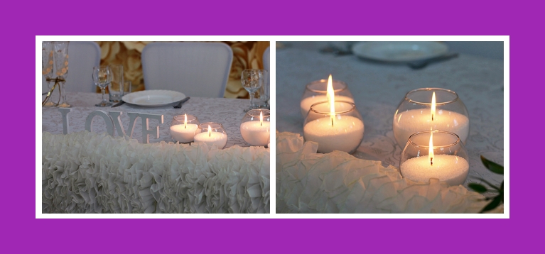 Tischdekoration Hochzeit Kerzen rund abend