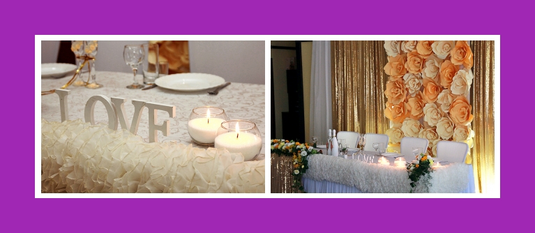 Tischdekoration mit buchstaben und kerzen Hochzeit
